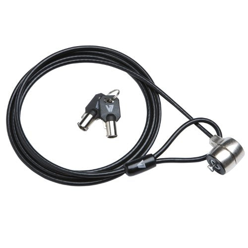 V7 Portable Security 6.5ft Cable Key Lock for PC, Notebook, Monitor with fits Kensington Compatible Slots (SLK500-8N)