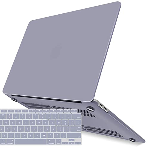 IBENZER Compatible with New MacBook Air 13 inch Case 2022 2021 2020 M1 A2337 A2179 A1932, Plastic Hard Shell Case with Keyboard Cover for Mac Retina Display with Touch ID, Lavender Gray, AT13LVGY+1 - color: Lavender Gray
