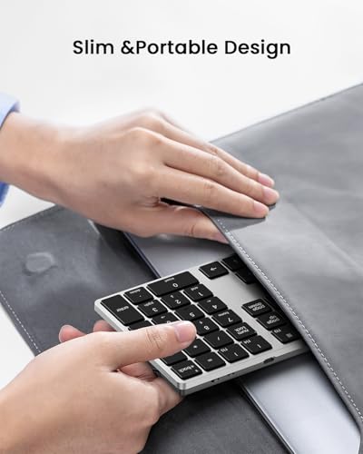 Kisnt KN300BT Bluetooth Number Pad for Laptop, 34- Key Wireless Rechargeable Numeric Keypad Portable External Numpad for MacBook, Tablets, Mac, iOS, Android, Windows PC - style: 34 Keys Wireless Numpad