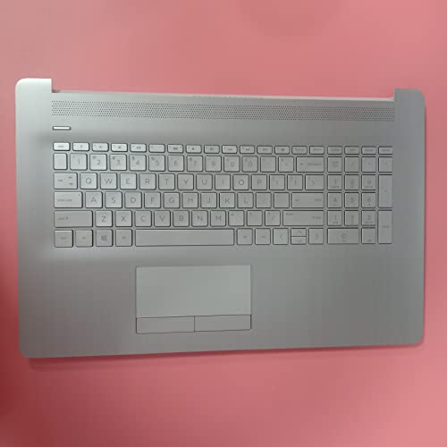 Replacement for HP 17 by 17-by 17CA 17-CA Laptop Upper Case Palmrest Non-Backlit Keyboard Touchpad Assembly Non-ODD Part L26986-001 6070B1308113 Top Cover Sliver 2020 Year