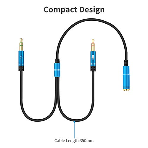 Headphone Splitter for Computer 3.5mm Female to 2 Dual 3.5mm Male Headphone Mic Audio Y Splitter Cable Smartphone Headset to PC Adapter(100CM, Black) - color: Black, size: 100CM