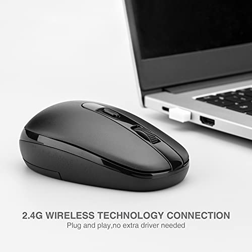 Rii Wireless Mouse RM700 2.4G Silent Mouse with USB Receiver for Laptop,PC,Mac,Chromebook,Windows (Black) - color: black