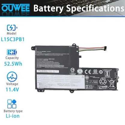 L15C3PB1 Laptop Battery Compatible with Lenovo IdeaPad 330S-14AST 330S-14IKB 330S-15ARR 330S-15AST 330S-15IKB GTX1050 Series Notebook L15M3PB0 L15L3PB0 5B10Q39206 11.4V 52.5Wh 4645mAh(Shape-B) - size: 8.61*4.69*0.25 inch L15C3PB1