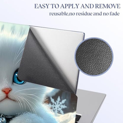 Universal Laptop Skin Sticker Decal,15.6 Inch Laptop Vinyl Cover for 13" 14" 15.6" Laptop,Scratch-Resistant Waterproof Protector Wrap,Reusable with Wrist Pads,Snowy Blue Eye Cat - color: Snowy Blue Eye Cat