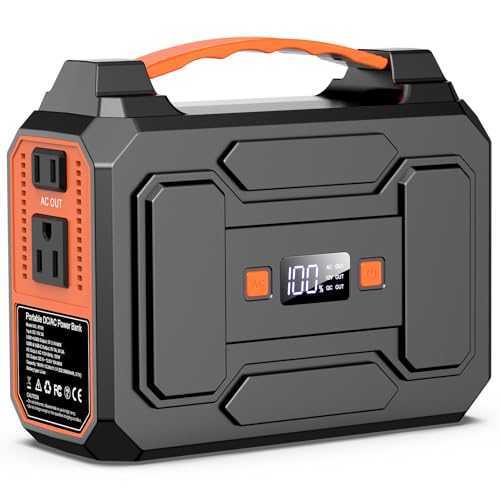 Portable Power Station, 146Wh 100W Solar Powered Power Bank with AC Outlet | Solar Generator Portable Charger Power Bank Battery Pack 110V for Home Outdoor Camping Emergency (Solar Panel NOT Included) - color: Orange