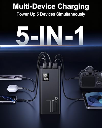 70000mAh Fast Charging Portable Charger Power Bank for iPhone | 30W Fast Charging, High Capacity, 5 Outputs & 2 Inputs, Digital Display, Over Charging Protection, Compatible with iPad Phone - size: 70000mAh
