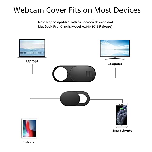 ZUCUCUC Webcam Cover Slide, 14 Pack Webcam Cover, Ultra-Thin Camera Cover for Laptop, Desktop, PC, MacBook, iPad, Tablet, iPhone, Cell Phone, Laptop Camera Cover Slide to Protect Your Privacy(Black) - color: Black (Small 8 Pcs+Large 6 Pcs)