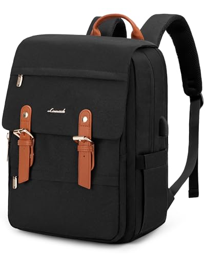 LOVEVOOK Laptop Work Backpack for Women Travel Teacher Nurse | Water-Resistant,Computer Backpack,Multiple Pockets, Vintage Aesthetic Daypack for Travel Teacher Nurse - color: Black, size: 17.3 inch