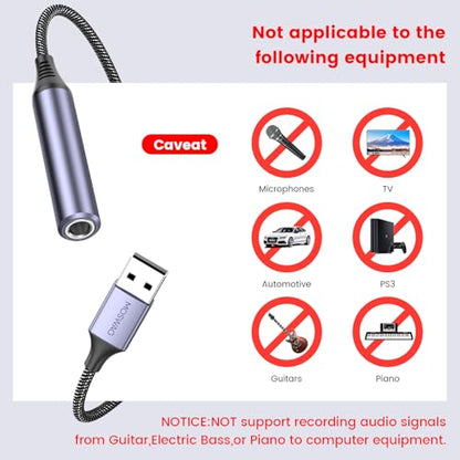 MOSWAG USB to 1/4 Jack Audio Adapter with External Sound Card | USB to 6.35mm Female Headphone Aux Adapter, For Laptop, PC, Amplifier, Speaker, 6.35mm Headphone NOT for Recording and Mic