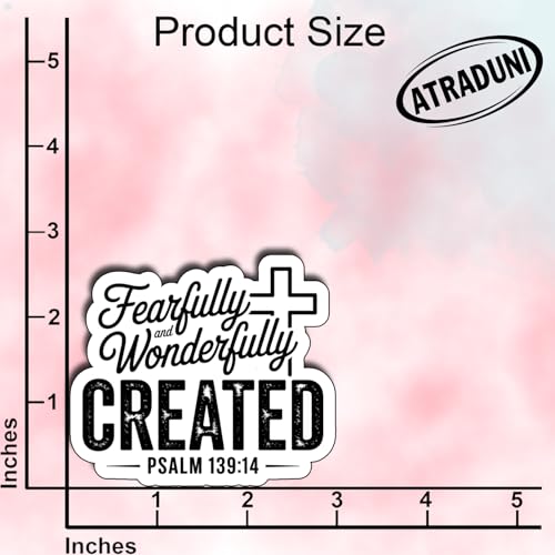 (3Pcs) Fearfully and Wonderfully Created Stickers Christian Inspirational Bible Verse Quote Religious Scripture Prayer Gifts Waterproof Vinyl Decal Kindle Water Bottle Bumper Hat Phone Laptop Size 3" - color: Fearfully and Wonderfully Created