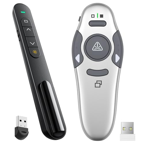 QUI Presenter Clicker Bundle | BK600 Slim-Shaped USB A Black & BQ100 Remote-Shaped USB A Silver