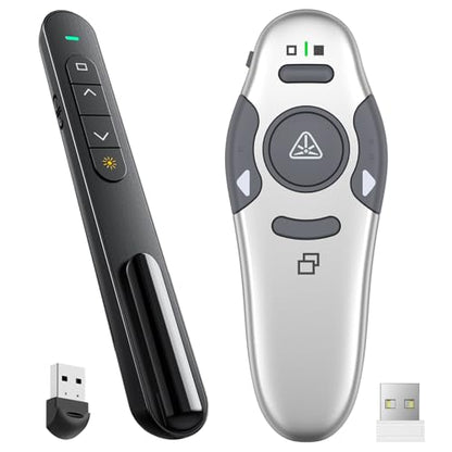 QUI Presenter Clicker Bundle | BK600 Slim-Shaped USB A Black & BQ100 Remote-Shaped USB A Silver