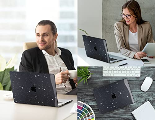 CISSOOK Sparkly Glitter Star Case for MacBook Pro 14 Inch M1 M2 M3 M4 M5, Ultra Thin Hard Shell Case Keyboard Cover Screen Protector for MacBook Pro 14 2021 2022 2023 2024 2025 2026, Glitter Black - color: Pro14inch-Sparkly Black Glitter