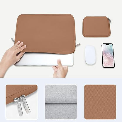 MOSISO Laptop Case 13.3 inch, 13-13.3 inch Laptop Sleeve with Small Case | Compatible with MacBook Air/Pro 13/Pro 14 M5 M4 M3 M2 M1, HP Dell ASUS Lenovo, Neoprene Computer Sleeve Bag, Brown - color: Brown, size: 13.3 inch
