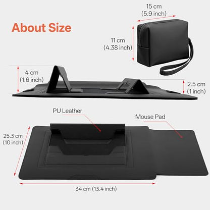 13-14 Inch Protective Laptop Sleeve Case with Stand, for MacBook Pro 14'' M5~M1, Pro/Max(2026-2021), MacBook Air 13.6'' M5-M2, (2026-2022), iPad Air/Pro Surface, PU Leather Laptop Case (13"-14" Black) - color: Black, size: 13-14 Inch