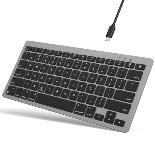 OMOTON Rechargeable Keyboard for Mac, Bluetooth Only, No Numpad, Space Grey | Ergonomic 8° tilt, 14 Hotkeys, Compact, Perfect for Travel & Home Office, Wireless Keyboard for MacBook Pro/Air iMac Mac mini - color: Space Grey