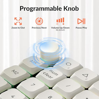Keychron K0 Max QMK Wireless Custom Number Low-Profile RGB Backlit (Hot-Swappable) Banana Switch Keypad, 2.4 GHz & Bluetooth 5.3 Connection, 1000Hz Polling Rate - Retro Version - color: Banana Switch, size: Retro