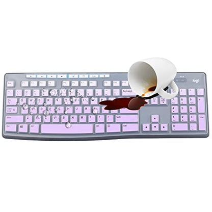 Keyboard Cover Skin Protector Fit Logitech MK295 MK275 MK270 Wireless Keyboard, Logitech K200 K260 K270 MK200 MK260 Keyboard (NOT Fit Other Model Keyboards)-OmbrePurple - color: GradualPurple