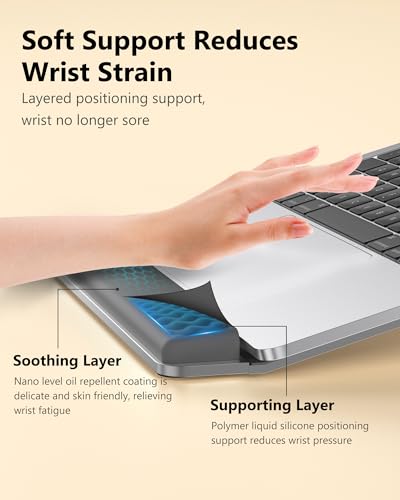NTMY Laptop Stand for Desk with Wrist Protection Pad, Aluminum Laptop Riser Computer Stand for Laptop, Ergonomic Laptop Stand for MacBook/HP/Dell/Acer/Lenovo 10-17.3'' (Grey) - color: Grey
