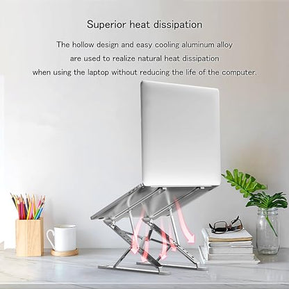 Laptop Stand for Desk, Adjustable Computer Riser with Dual Layer, Portable Foldable Aluminum Notebook Stand Holder Compatible with 13.3-17.3 inch MacBook Dell HP Lenovo, Black - color: Double layer-Black