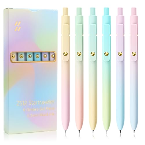YOXMJDB Gel Pens, 6 Pcs Fine Point Smooth Writing Pens Cute Pens for Women, High-End Series 0.5mm Black Ink Pens for Journaling Note Taking, School Office Supplies (6 Pcs Gold Gradient) - color: 6 Pcs Gold Gradient
