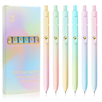 YOXMJDB Gel Pens, 6 Pcs Fine Point Smooth Writing Pens Cute Pens for Women, High-End Series 0.5mm Black Ink Pens for Journaling Note Taking, School Office Supplies (6 Pcs Gold Gradient) - color: 6 Pcs Gold Gradient