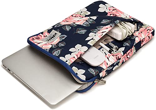 Kinmac 360° Heavy Duty Protective Laptop Sleeve Case Bag Cover with Handle for MacBook Air 13 inch,iPad Pro 13 inch and 13.3 inch HP,Dell,Lenovo,Asus,Acer Laptop (Blue Rose) - color: Rose-Blue, size: 12 inch-13.3 inch
