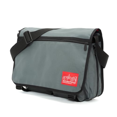 Manhattan Portage Europa Messenger Bag (Large) Expandable With Laptop Sleeve Water Resistant Luggage Attachment 1000D Cordura For Work College Travel (Grey) - color: Grey, size: Large