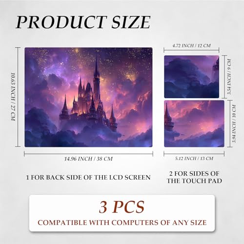 DEGDFSGR 12.1-15.6 Inch Universal Reusable Laptop Skin Sticker Decal, Waterproof Removable Protector for Notebook Cover, Scratch-Resistant Vinyl Cuttable Full Wrap Sticker, Fairytale Castle in Galaxy - color: Fairytale Castle In Galaxy