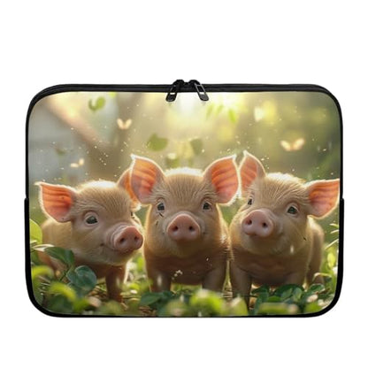 Pig Printed Laptop Bag for Women Men, Lightweight Laptop Case Bag Water Resistant Computer Case Bag 12 Inch Briefcase with Zipper, Easy to Carry Computer Carrying Cover - color: Pig-Green, size: 12 Inches