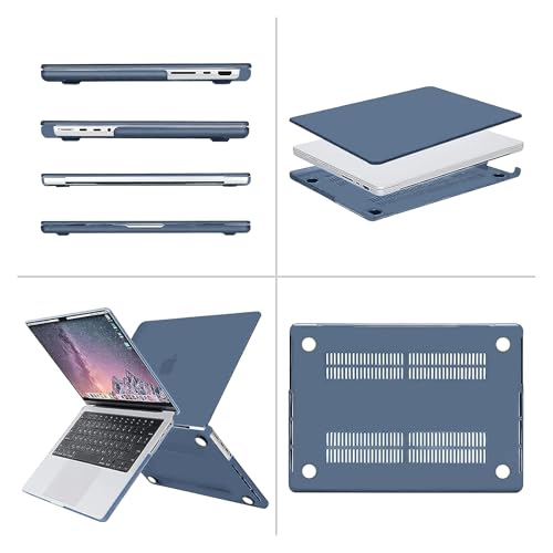 MOSISO Compatible with MacBook Pro 14 inch Case M5 2026 M4 2025 M3 M2 M1 2024-2021 A3427 A3426 A3434 A3112 A3185 A3401 A2918 A2992 A2779 A2442,Hard Case&Keyboard Skin&ScreenFilm&Pouch, Haze Blue - color: Haze Blue