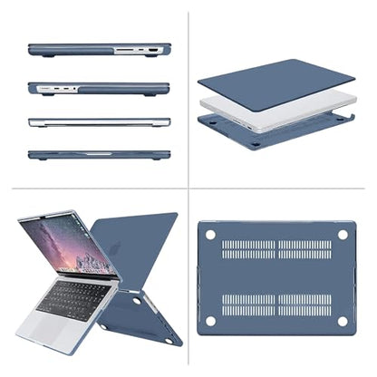 MOSISO Compatible with MacBook Pro 14 inch Case M5 2026 M4 2025 M3 M2 M1 2024-2021 A3427 A3426 A3434 A3112 A3185 A3401 A2918 A2992 A2779 A2442,Hard Case&Keyboard Skin&ScreenFilm&Pouch, Haze Blue - color: Haze Blue