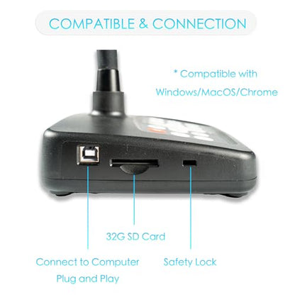INEBIZ IB280 10x Optical Zoom Document Camera with HDMI/USB, Autofocus, LED Light, Professional Visual Communication Tool of Real-time Projection, Compact for Teachers in Classroom