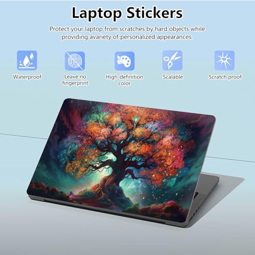 Universal Laptop Skin Sticker with 2 Wrist Pad Skins, Waterproof Scratch Resistant Vinyl Laptop Cover Decal, Cut to Fit for 11–15.6 Inch MacBook HP Dell Lenovo, Fantasy Tree - color: Fantasy Tree