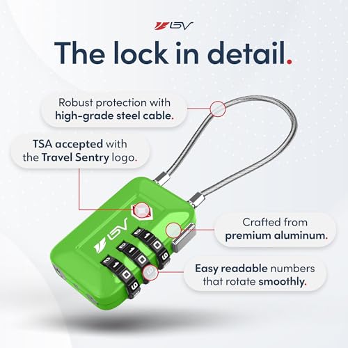 TSA Accepted Luggage Travel Lock, Set-Your-Own Combination Lock for School Gym Locker, Luggage Suitcase Baggage Locks, Filing Cabinets, Toolbox, Case (Green, 1 Pack) - color: Green 1-Pack