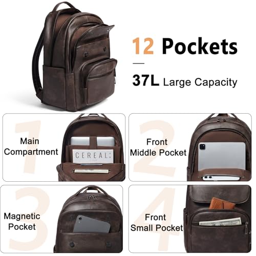 Leresas Backpack Purse for Women Mens for Work Laptop Travel Business Back Pack Vegan Leather Fashion College Computer Teacher Bag Daypack Coffee - color: Coffee