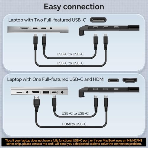 Leudaich 14'' Laptop Screen Extender, Portable Dual Monitor FHD 1080P IPS, Ultra-Slim Travel Monitor for 13-17" Laptops, Laptop Extender Work with Mac/Windows - size: 14''-triple