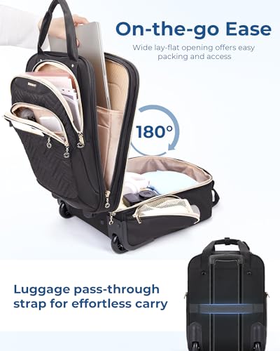 BAGSMART Underseat Carry On Luggage Airline approved,16-inch Small Underseater Softside Travel Suitcase with Wheels Lightweight Overnight Rolling Carry-on Luggage for Women Men Weekender,Black - color: Black
