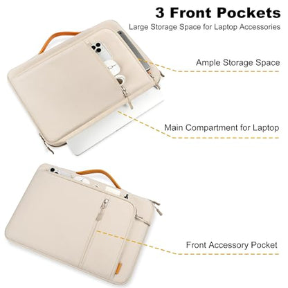 DOMISO 14 Inch Laptop Sleeve – Waterproof & Shockproof Case with Sturdy Handle, Ultra-Slim Protective Cover for MacBook Pro 14 (M3/Max), Dell XPS 14, HP Spectre, ASUS ZenBook 14, Beige - color: Beige, size: 14 inch