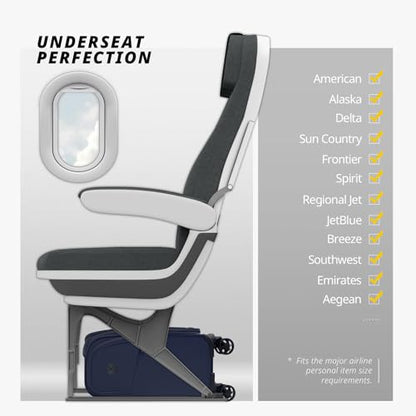 Verage Underseat Carry On Luggage with Wheels,14-Inch,Navy | Personal Item Bag,Airline Approved, Laptop Compartment, USB Charging Port - color: Navy, size: 14-Inch Compact Underseat
