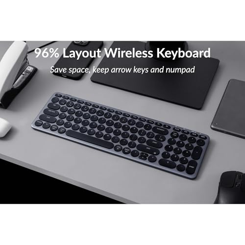 Keychron B4 Pro Ultra-Slim 96% Wireless Keyboard, Bluetooth/2.4 GHz/Wired Connection Keyboard with Numpad, Launcher, Up to 300 Hours Battery Compatible with Mac Windows Linux - Space Gray - color: Space Gray