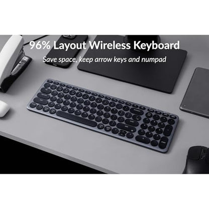 Keychron B4 Pro Ultra-Slim 96% Wireless Keyboard, Bluetooth/2.4 GHz/Wired Connection Keyboard with Numpad, Launcher, Up to 300 Hours Battery Compatible with Mac Windows Linux - Space Gray - color: Space Gray