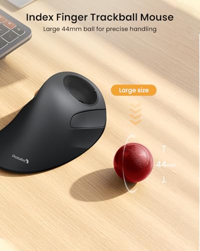 ProtoArc Wireless Bluetooth Trackball Mouse, EM03 NL Ergonomic Rollerball Mouse Rechargeable Computer Mice, 3 Device Connection, Compatible with PC, iPad, Mac, Windows-Red Ball - color: Red