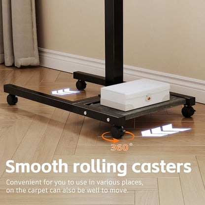 Laptop Desk Stand for Bed Portable Desk Overbed Bedside Mobile Laptop Table Rolling Foldable Table Adjustable Height with Locked Wheels & Mouse Pad for Office Sofa (Dekuwood Black) - color: Dekuwood Black