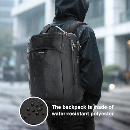 MOSISO 15.6-16 inch Waterproof Laptop Backpack with USB Charging Port & Front Wet & Dry Pocket, Business Commute Backpack, 16 inch Laptop Bag Casual Daypack for College Work Business, Black