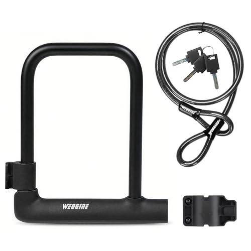 Bike U Lock with 4ft Security Cable 14mm Shackle, Bike Lock with 3 Keys and Mounting Bracket, Bicycle U-Locks Perfect for Road, Mountain, and Electric Bikes,Bicycle Lock - size: Bike U Lock+Cable