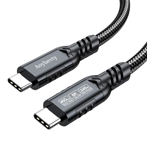 240W USB C Cable 6.6ft, 40Gbps Data Transfer, 8K/4K@60Hz Video Output Cable for Thunderbolt 3/4 for MacBook iPhone15/16/17 Samsung Galaxy USB C Phone Tablet Laptop and Other USB Type C Device - color: Black