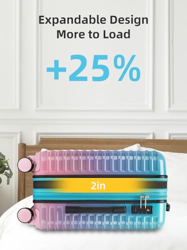 LARVENDER Carry on Luggage 22x14x9 Airline Approved, Expandable 20 Inch Hardside Large Suitcase with Wheels TSA Lock, Lightweigh PC+ABS Travel Carry-on Suitcases for Women and Men, Cotton Candy - color: Cotton Candy (XL-BP), size: 3 Piece Set (Backpack/20
