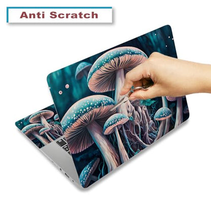 Laptop Decal Sticker Skin for 12" 13.1" 13.3" 14" 15" 15.4" 15.6" Netbook | Vinyl Art Skin Sticker Cover Notebook PC Protector ( 2 Wrist Pad Included), Removable Reusable, Mushroom - color: Mushroom Pattern