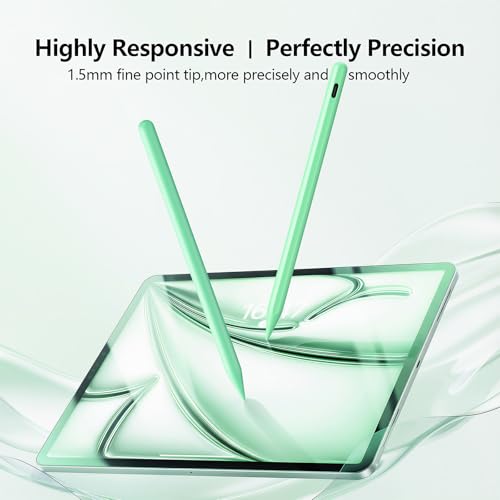 Stylus Pen for iPad 6-11th Gen 2X Fast Charge, Palm Rejection-Green | Tilt Sensitivity, USB-C Charge, Compatible with 2018-2026 Apple Pencil iPad Pro 11/12.9/13, Air 3/4/5/M2/M3/M4, mini 5/6/7 - color: green